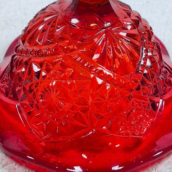 L. E. Smith Glass Amberina Red To Orange Glow Footed Compote Dish Bowl Vintage - Picture 12 of 16